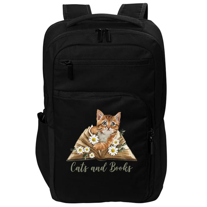 Cats And Books Floral Cute Impact Tech Backpack