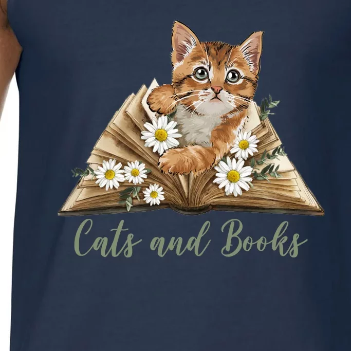 Cats And Books Floral Cute Comfort Colors® Tank Top