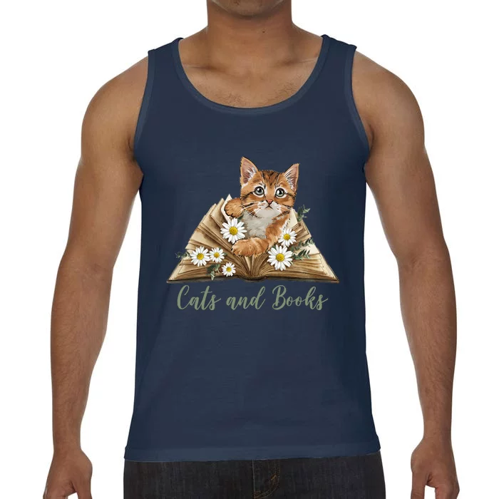 Cats And Books Floral Cute Comfort Colors® Tank Top