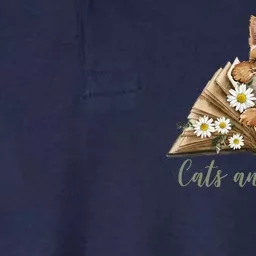 Cats And Books Floral Cute Softstyle Adult Sport Polo