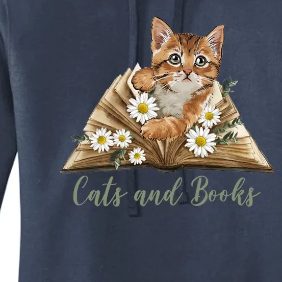 Cats And Books Floral Cute Women's Pullover Hoodie