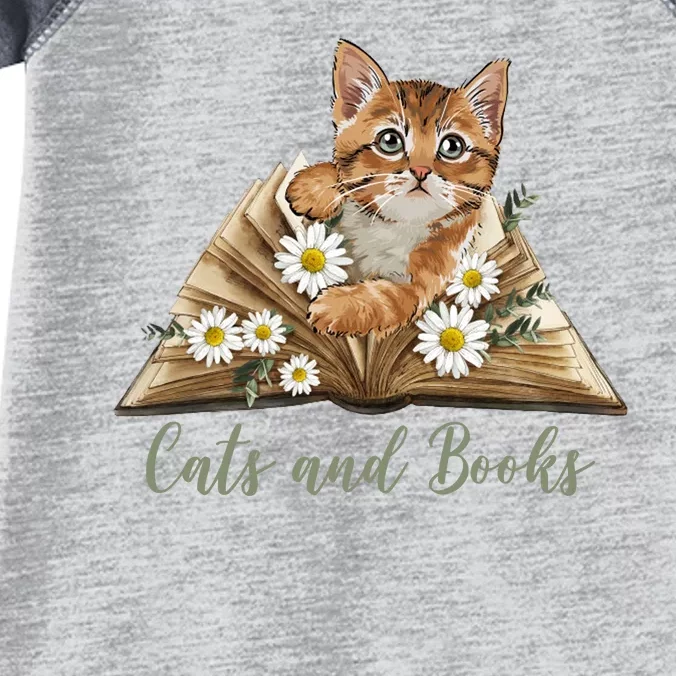 Cats And Books Floral Cute Infant Baby Jersey Bodysuit