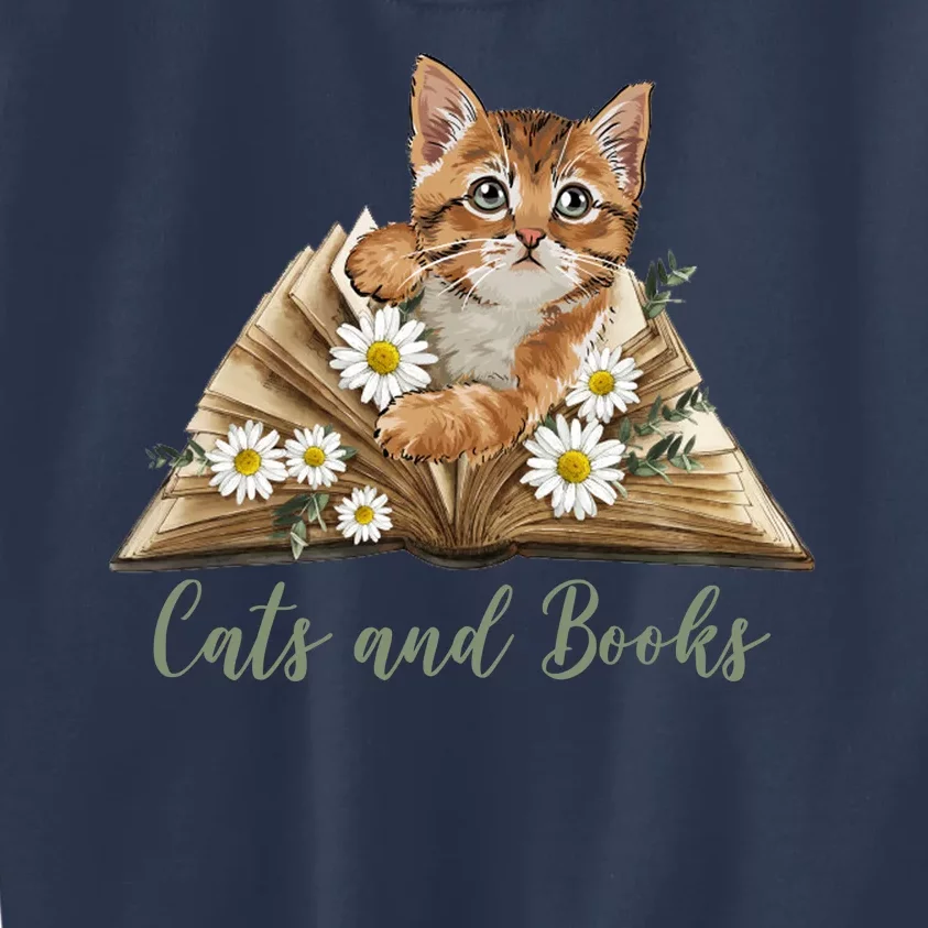 Cats And Books Floral Cute Kids Sweatshirt