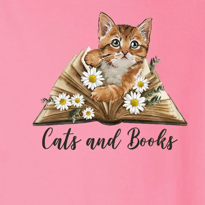 Cats And Books Floral Cute Toddler Long Sleeve Shirt