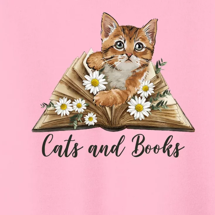 Cats And Books Floral Cute Toddler T-Shirt