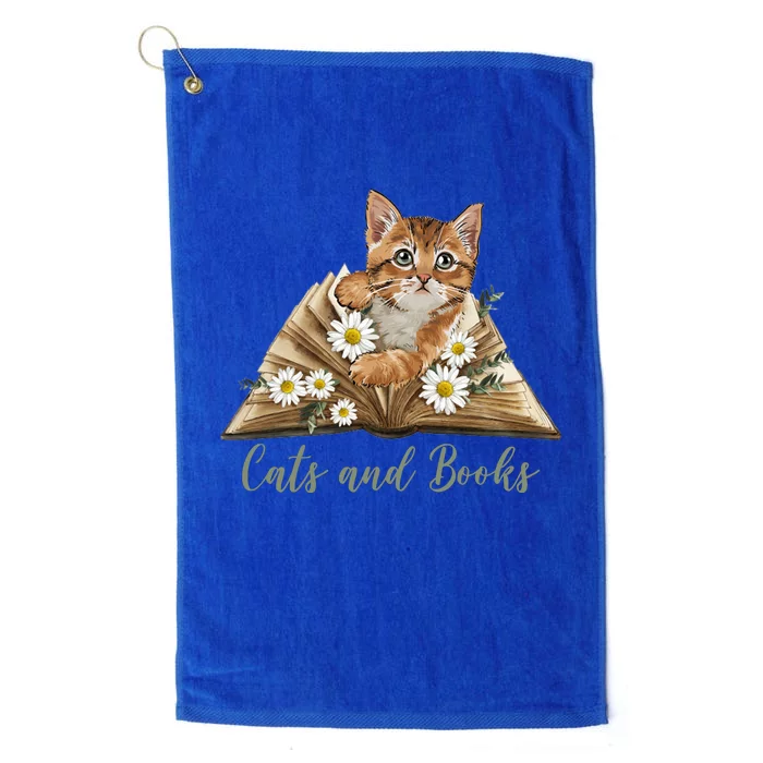 Cats And Books Floral Cute Platinum Collection Golf Towel