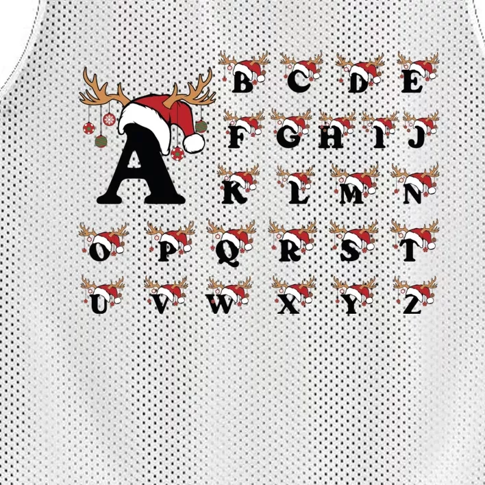 Christmas Alphabets Bundle A.Z Letters With Santa Hat And Reindeer Mesh Reversible Basketball Jersey Tank