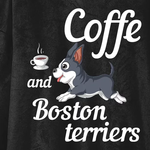 Coffee And Boston Terrier Hooded Wearable Blanket