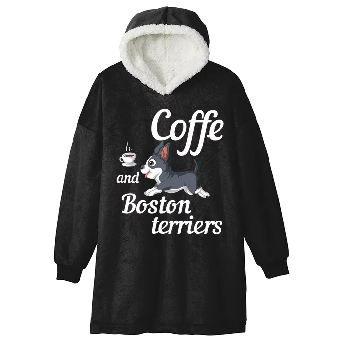 Coffee And Boston Terrier Hooded Wearable Blanket