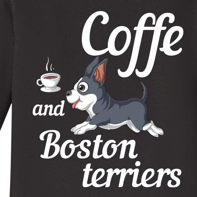 Coffee And Boston Terrier Baby Long Sleeve Bodysuit