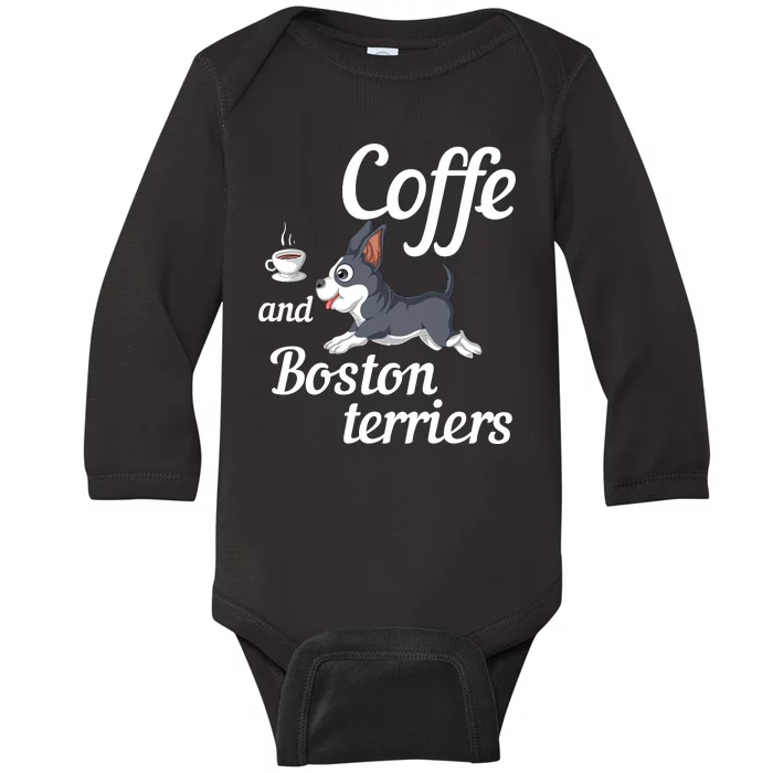 Coffee And Boston Terrier Baby Long Sleeve Bodysuit