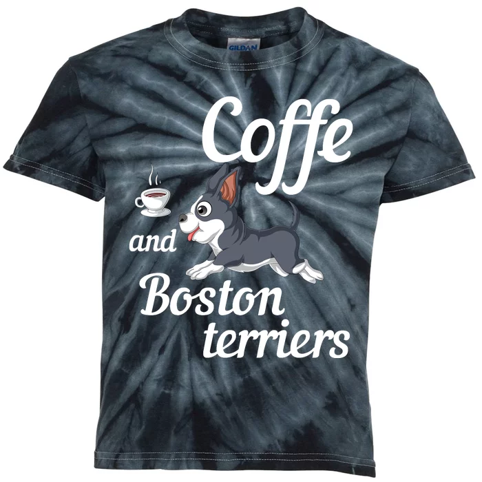 Coffee And Boston Terrier Kids Tie-Dye T-Shirt