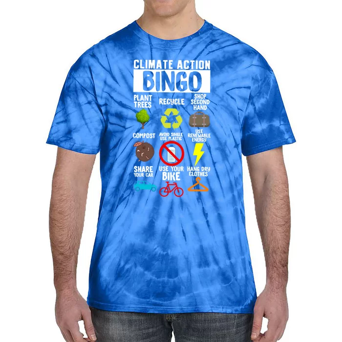 Climate Action Bingo Earth Day Climate Change Gift Tie-Dye T-Shirt