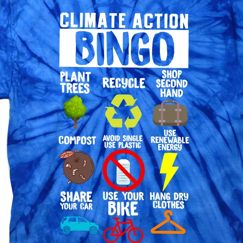 Climate Action Bingo Earth Day Climate Change Gift Tie-Dye T-Shirt