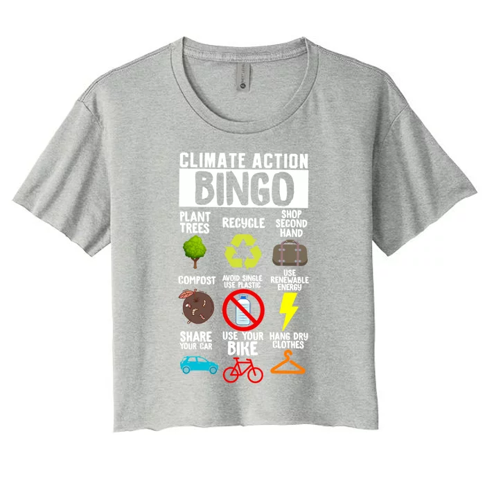 Climate Action Bingo Earth Day Climate Change Gift Women's Crop Top Tee