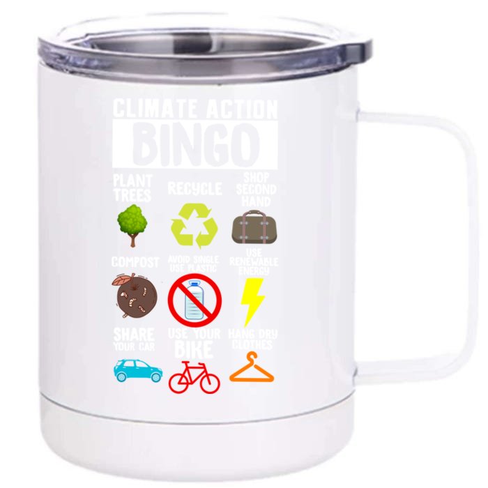 Climate Action Bingo Earth Day Climate Change Gift Front & Back 12oz Stainless Steel Tumbler Cup