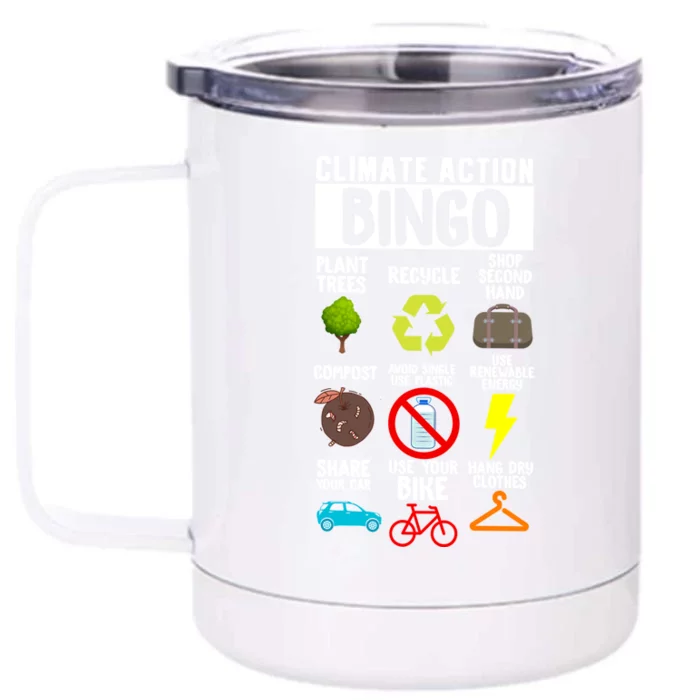 Climate Action Bingo Earth Day Climate Change Gift Front & Back 12oz Stainless Steel Tumbler Cup