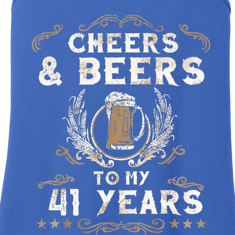 Cheers and Beers to 41 Years 41st Birthday Anniversary Ladies Essential Tank