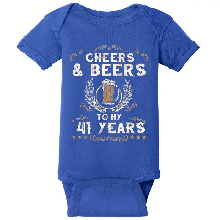 Cheers and Beers to 41 Years 41st Birthday Anniversary Baby Bodysuit