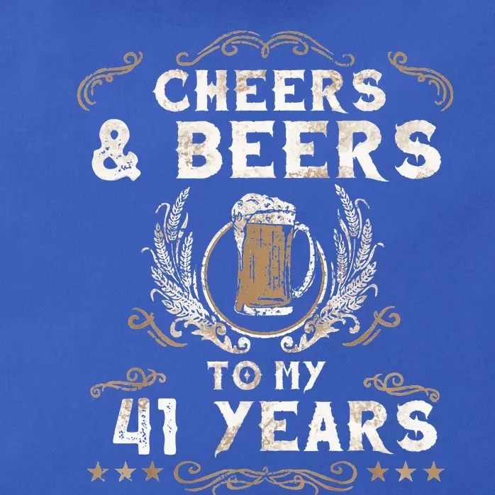 Cheers and Beers to 41 Years 41st Birthday Anniversary Zip Tote Bag