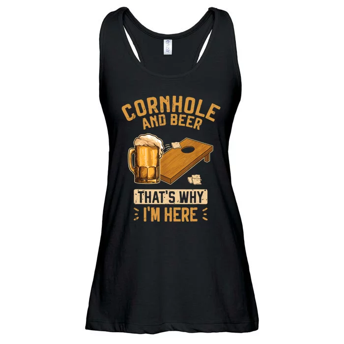 Cornhole And Beer That's Why I'm Here Sack Toss Game Ladies Essential Flowy Tank