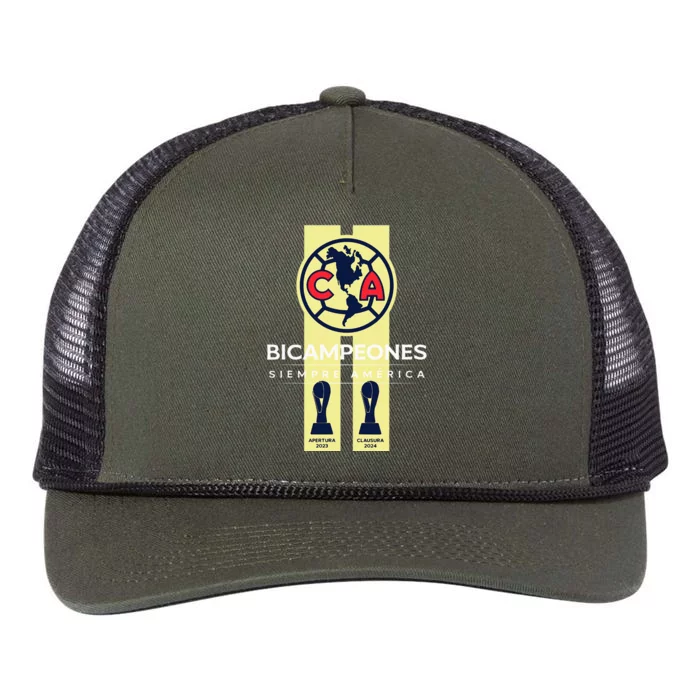 Club America Bicampeon Torneo Apertura 2023 Clausura 2024 Retro Rope Trucker Hat Cap