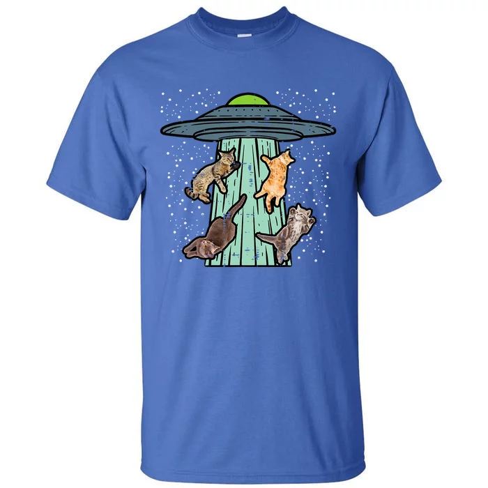 Cats Abducted By Ufo Funny Alien Space Lover Tall T-Shirt