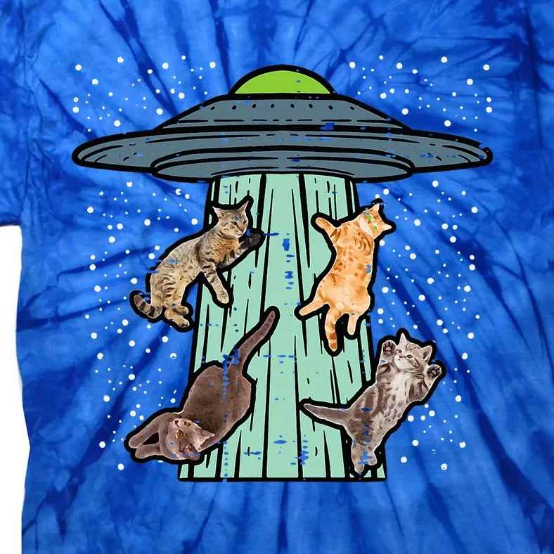 Cats Abducted By Ufo Funny Alien Space Lover Tie-Dye T-Shirt