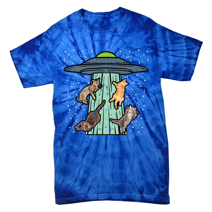 Cats Abducted By Ufo Funny Alien Space Lover Tie-Dye T-Shirt