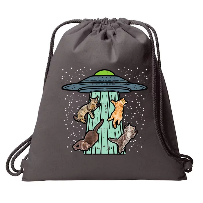 Cats Abducted By Ufo Funny Alien Space Lover Drawstring Bag