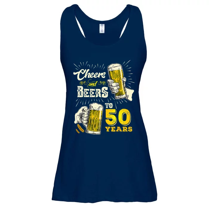 Cheers And Beers To 50 Years Old Beer 50th Birthday Beer Ladies Essential Flowy Tank