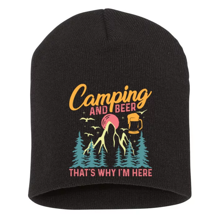 Camping And Beer T Short Acrylic Beanie