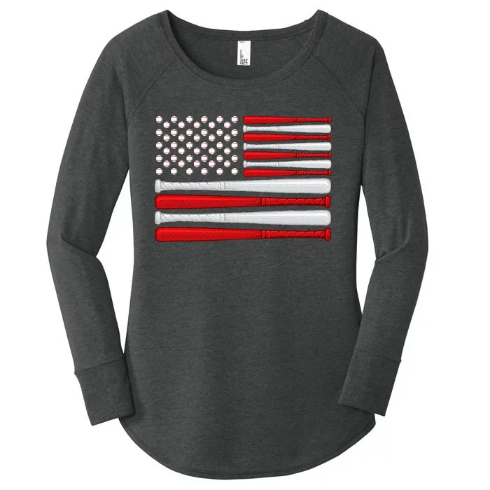 Classic American Baseball Flag Vintage Baseball Flag Women's Perfect Tri Tunic Long Sleeve Shirt