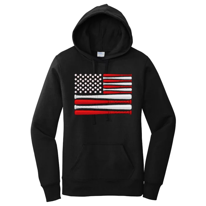 Classic American Baseball Flag Vintage Baseball Flag Women's Pullover Hoodie