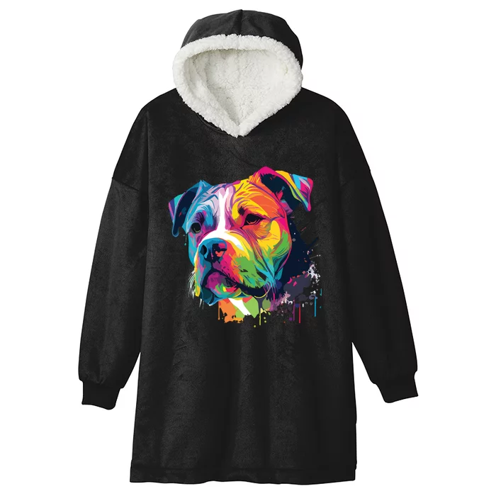 Colorful American Bulldog American Bully Men Women Hooded Wearable Blanket