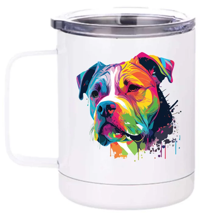 Colorful American Bulldog American Bully Men Women Front & Back 12oz Stainless Steel Tumbler Cup