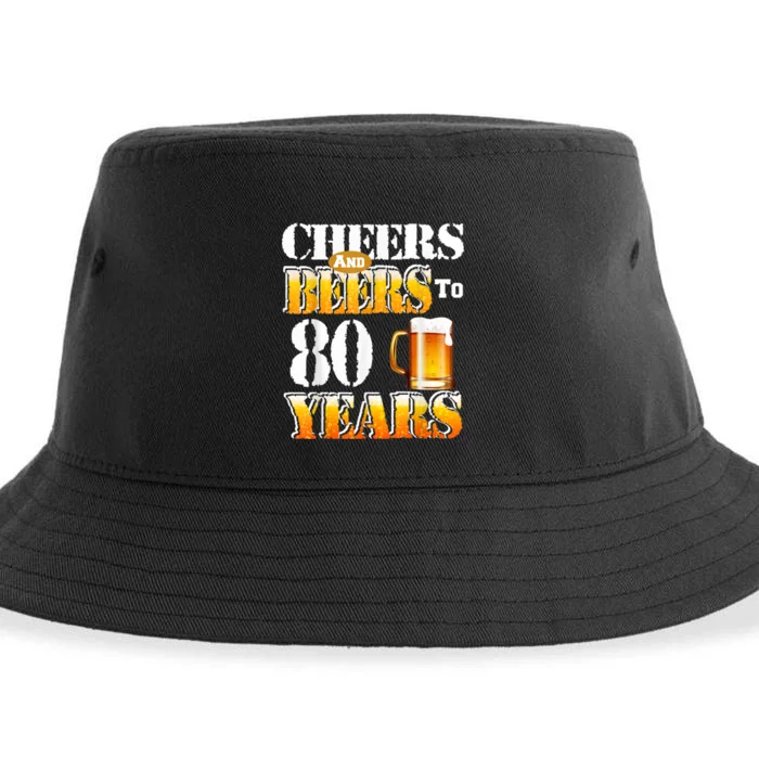 Cheers And Beers To 80 Years Funny 80th Birthday Beer Lover Sustainable Bucket Hat