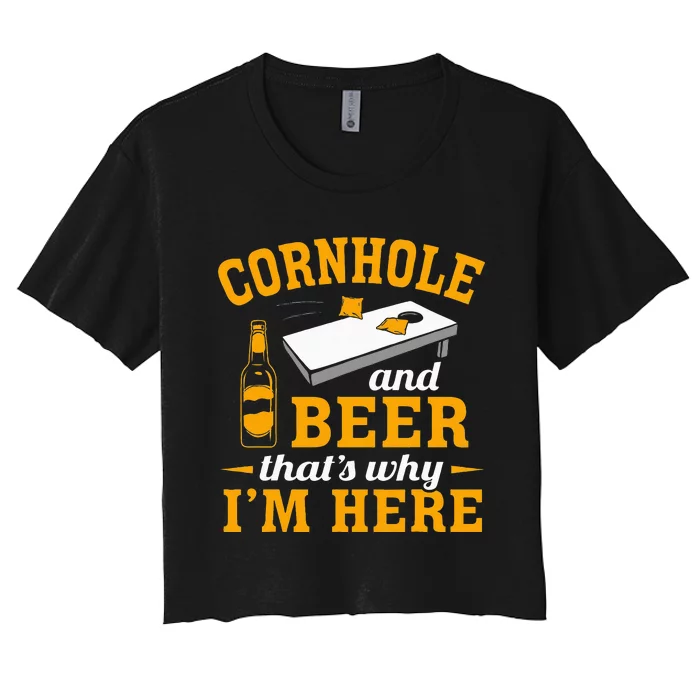 Cornhole And Beer Cornhole Player Funny Cornhole Team Women's Crop Top Tee