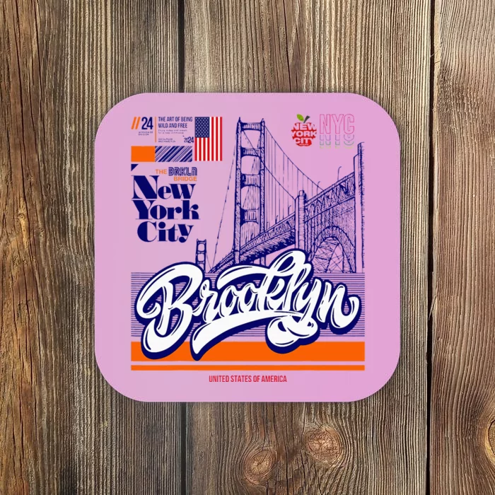 Cool Abstract Brooklyn Bridge New York Illustration Coaster