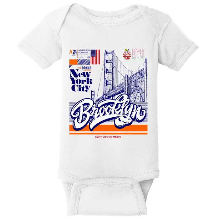 Cool Abstract Brooklyn Bridge New York Illustration Baby Bodysuit