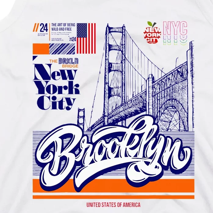 Cool Abstract Brooklyn Bridge New York Illustration Tank Top