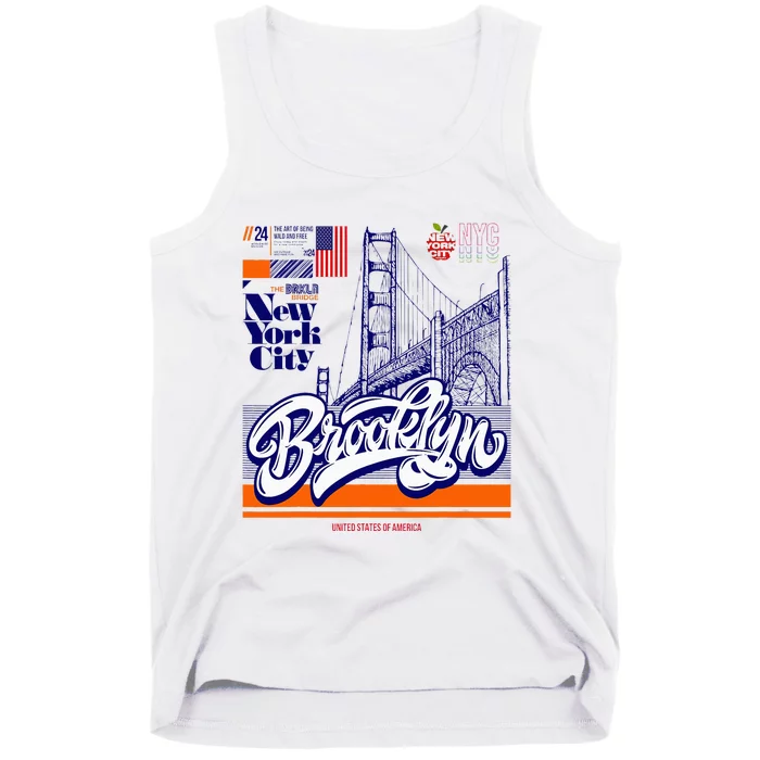 Cool Abstract Brooklyn Bridge New York Illustration Tank Top