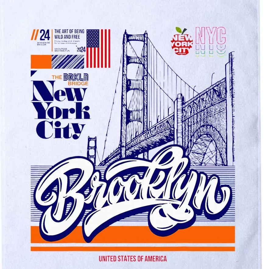 Cool Abstract Brooklyn Bridge New York Illustration Platinum Collection Golf Towel