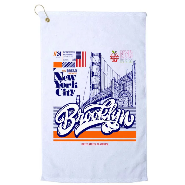 Cool Abstract Brooklyn Bridge New York Illustration Platinum Collection Golf Towel