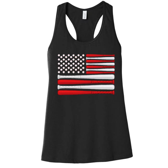 Classic American Baseball Flag Vintage Baseball Flag Women's Racerback Tank