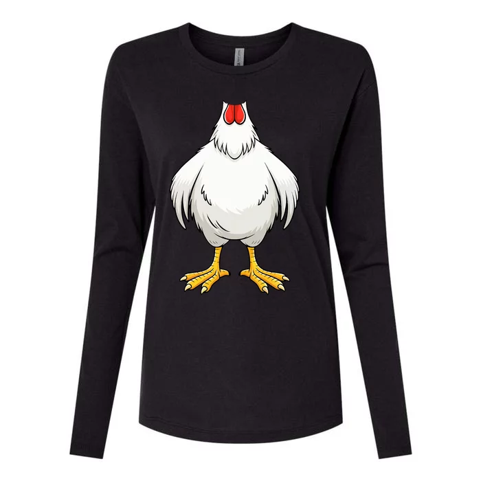 Chicken Adult Chicken Hen Body Costume Womens Cotton Relaxed Long Sleeve T-Shirt