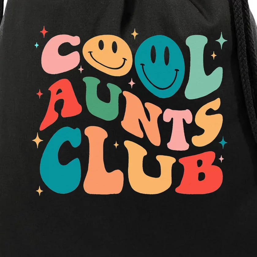 Cool Aunt Club Groovy Retro Smile Cool Aunt Club Aunties Drawstring Bag