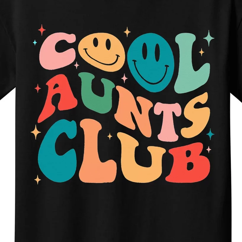 Cool Aunt Club Groovy Retro Smile Cool Aunt Club Aunties Kids T-Shirt