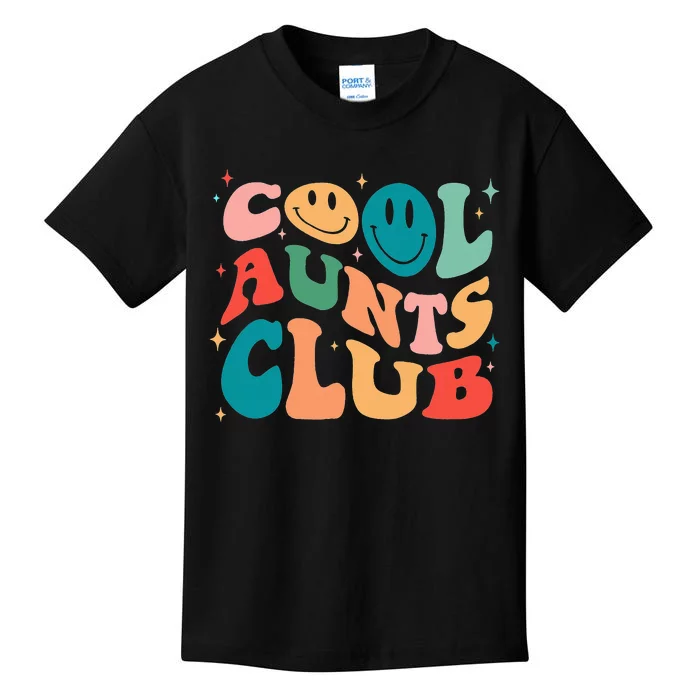 Cool Aunt Club Groovy Retro Smile Cool Aunt Club Aunties Kids T-Shirt