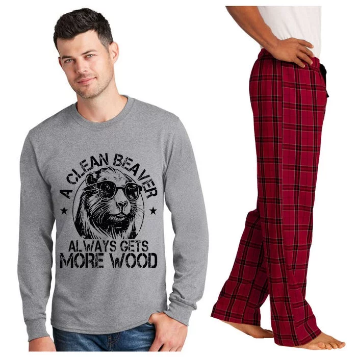 Cute American Clean Beaver Always Gets More Wood Beaver Love Long Sleeve Pajama Set